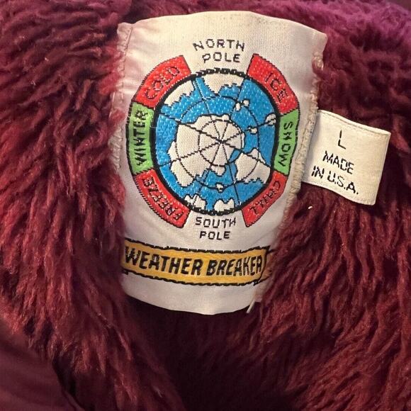 Vintage Weather Breaker Jacket Mens Large Red Windbreaker USA Made Button Down - Picture 6 of 6
